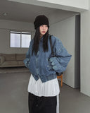 Kanto incision denim two-way quilted flight jumper