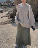 Mora cable long V knit