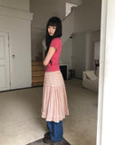 Kissing Stripe Midi Skirt