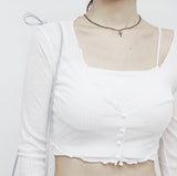 Eoneg Neck Crop Ribbed Cardigan