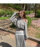 Casual Off-Shoulder Crop Sweatshirt
