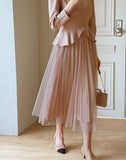 Crete color matching pleated tulle one-piece