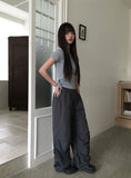 Taron String Side Slit Ribbon Strap Short Sleeve T-Shirt