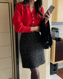 Twinty Sequins Tweed Mini Skirt