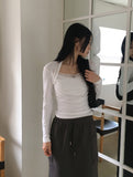 Vichy Balletcore Chiffon Shirring Bolero Long Sleeve Tee