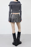 Beckyan Off-Shoulder Two-Way Knit Zip-up