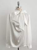 Elnon Drape Satin Tie Blouse