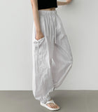 Nylon Rusting Side Ribbon Balloon Jogger Banding Pants
