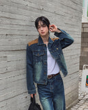 Morgan Corduroy Patch Denim Trucker Jacket