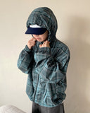 [unisex] Dorico Check Hood String Wind Jacket