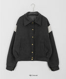 Lumti color matching collar quilted varsity jumper