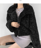 Winter Fluffy Fleece Collar Crop Fur Jacket