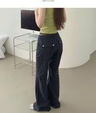 Unique Back Pocket Fluffy Span Cooling Bootcut Pants