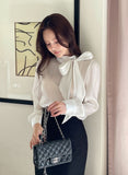 Neju Bling Satin Tie Blouse