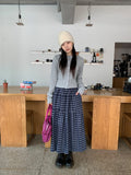 Milcat Check Banding Long Skirt