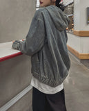 light washed denim hooded jacket