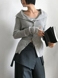 (WOOL) RIB BUTTON CARDIGAN