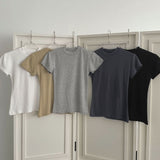 Span Slim Plain Short Sleeve T-shirt