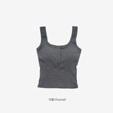 Noise Button Ribbed Sleeveless