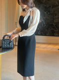 Melage Chiffon Color Matching Tie H-Line One Piece