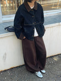 Hoyden color matching collar stitch denim jacket