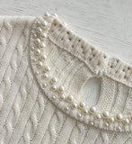 Shuena Pearl Neck Cable Short Sleeve Knit