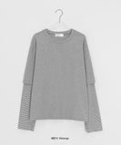 [unisex] Mepan Stripe Layered Long Sleeve Tee