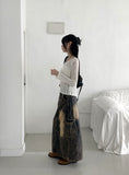 Parform Vintage Washing Long Denim Skirt