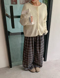 Calcori Banding Check Wide Pants