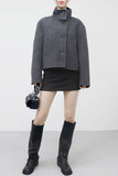 Mean high neck wool handmade short coat