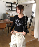 State Crack Lettering Button Long Sleeve