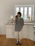 [unisex] Hemda Stripe Over Short Sleeve Tee