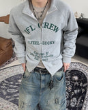 Crew lettering high-neck zip-up