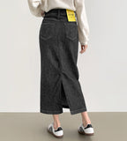 Raw Non Fade H-Line Back Slit Denim Long Skirt