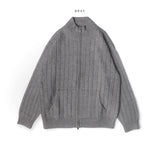 High neck knit zip-up cardigan