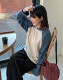 [BAONHAUS] Hosh color matching raglan knit long sleeve T-shirt