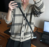 Check Oversized Fit Cardigan