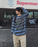 Way Stripe Ribbed Knit Long Sleeve T-shirt