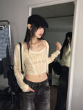 [SET] Idylle Vintage Lace Sleeveless Button Cardigan Set