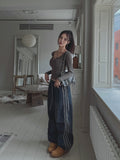 Wavy ribbed pigment long sleeves