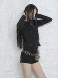 [mnem] Button Fur Hoodie Top