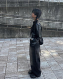Doble washing denim wide pants