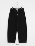 [unisex] Renshu Button Wide Cotton Pants
