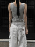 Diagonal Strap Shirring Sleeveless