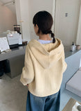 Tsukimi Pocket Hood Knit Crop Cardigan