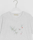 Kinue Butterfly Print Silket Short Sleeve Tee