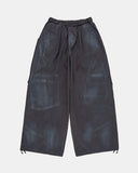 Oil washed back cargo wide banding pants