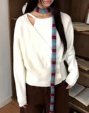 Oleun Stripe Color Matching Knit Muffler