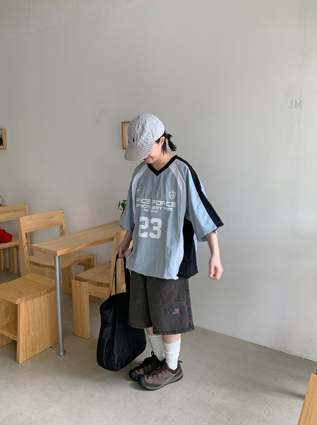 【BAON】[unisex] Leiki string color nylon over S/Sleeve T BAON】[unisex] Leiki string color nylon over S/Sleeve T