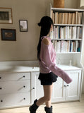 Clan Ribbon Strap Brushed Off Shoulder T-Shirt